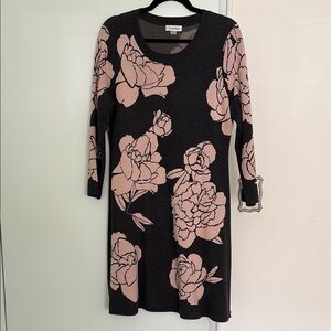 Calvin Klein Gray and Pink Floral Sweater Dress, size L